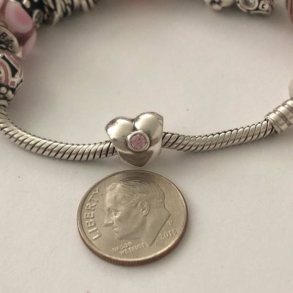 💕3/$70 Pink cz 925 Silver Heart, PANDORA Charm - Picture 3 of 7